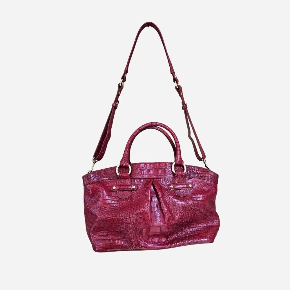 brahmin red leather louise melbourne convertible bag